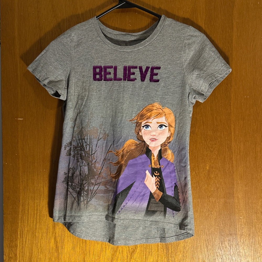 Disney Gray T-Shirt with 'Believe' and Character Design